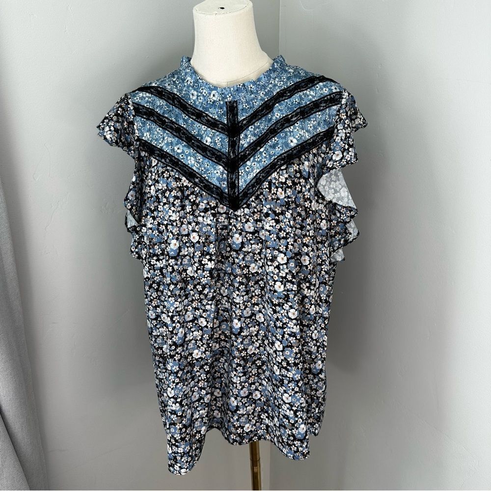‎[Halston] NWT Floral Print Blouse - Size Large